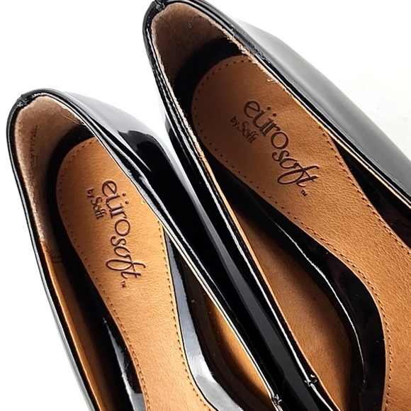 Sofft Eüro Soft Black Patent Leather Heeled Ballerinas Pump Size 6M - Picture 9 of 16